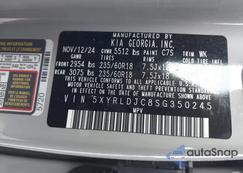 2025 Kia Sorento S from USA, damaged, VIN 5XYRLDJC8SG350245